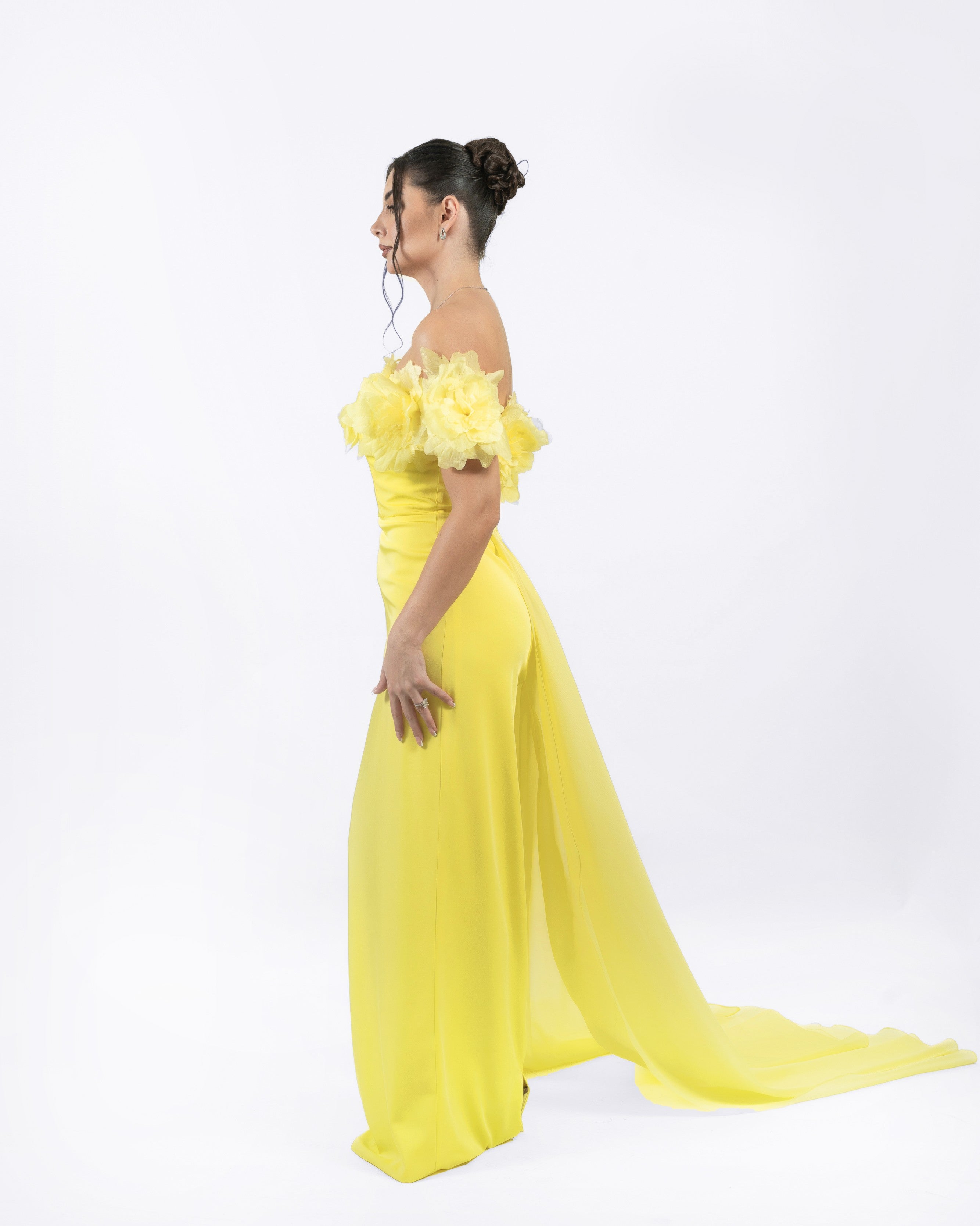 Floral Off-Shoulder Evening Gown