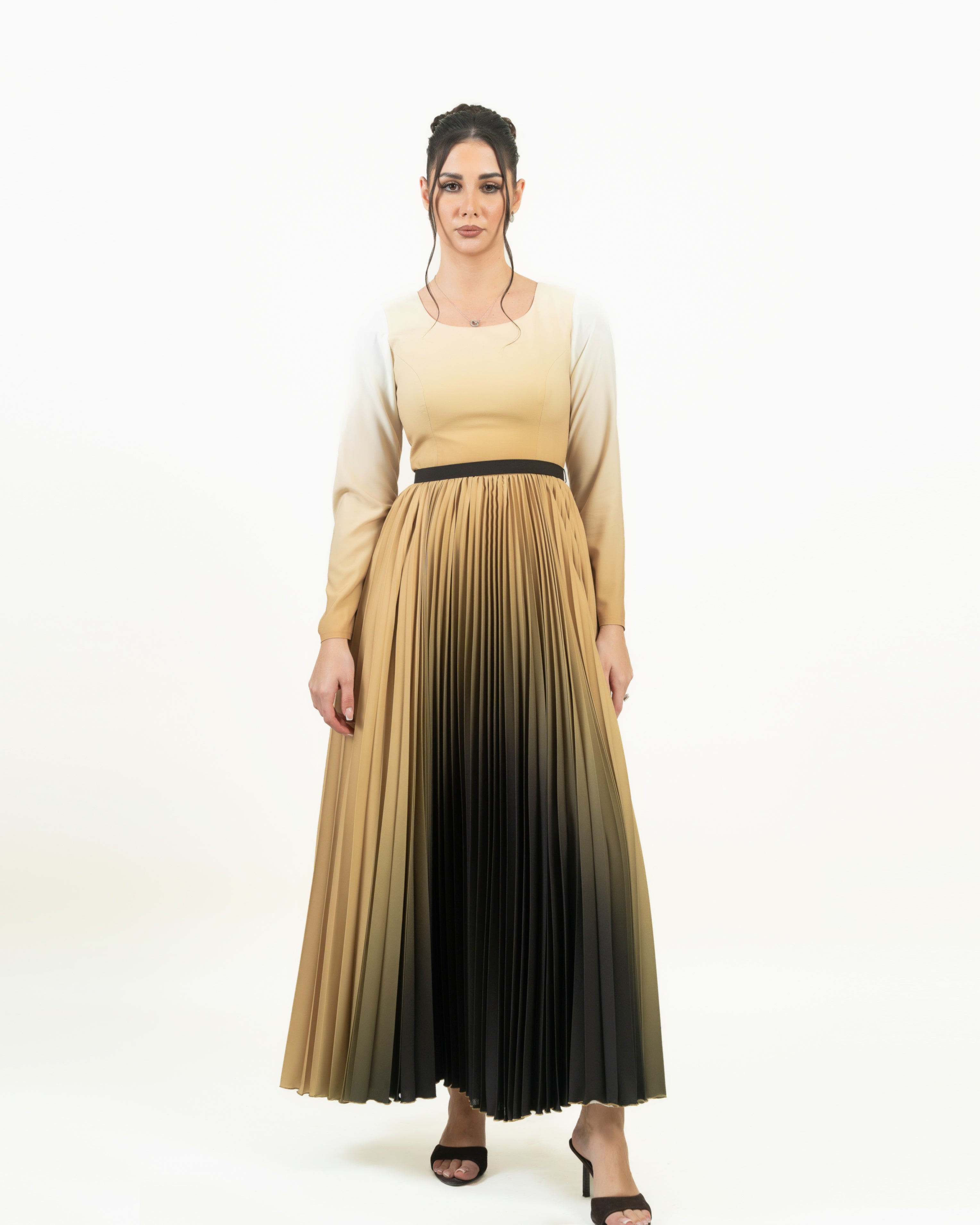 Ombre Pleated Maxi Dress
