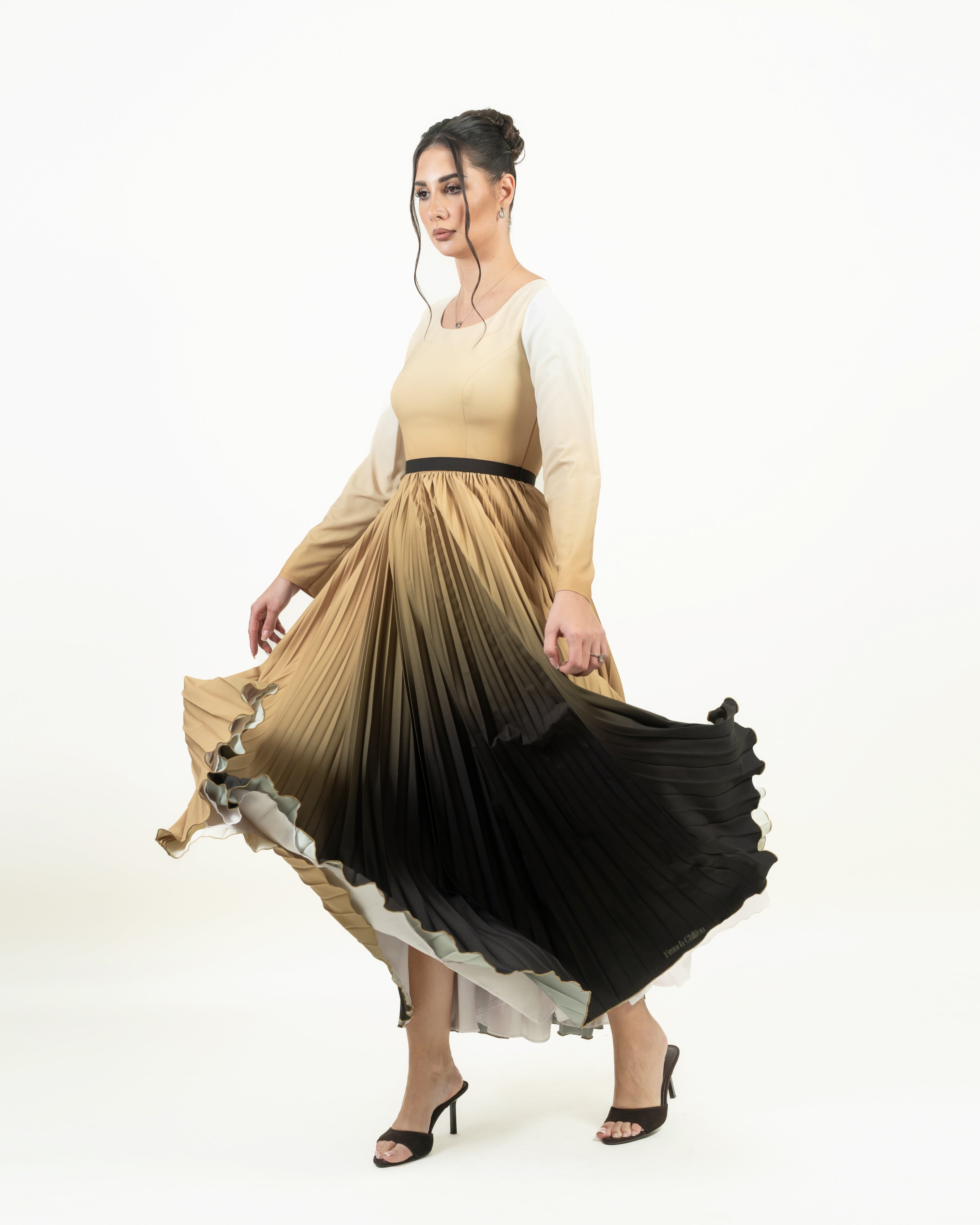 Ombre Pleated Maxi Dress