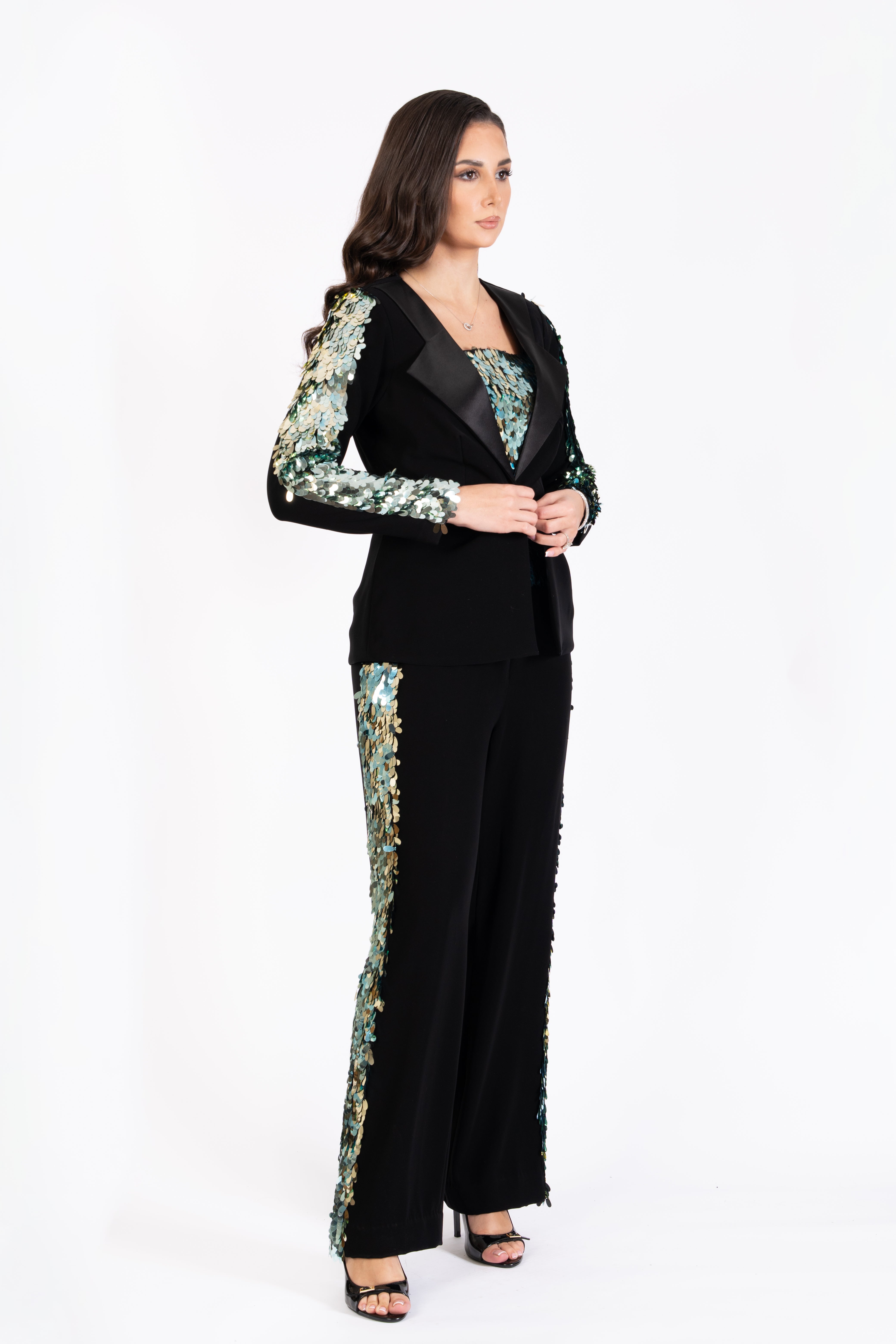 Glam Sequin-Trim Jacket & Pant Co-ord