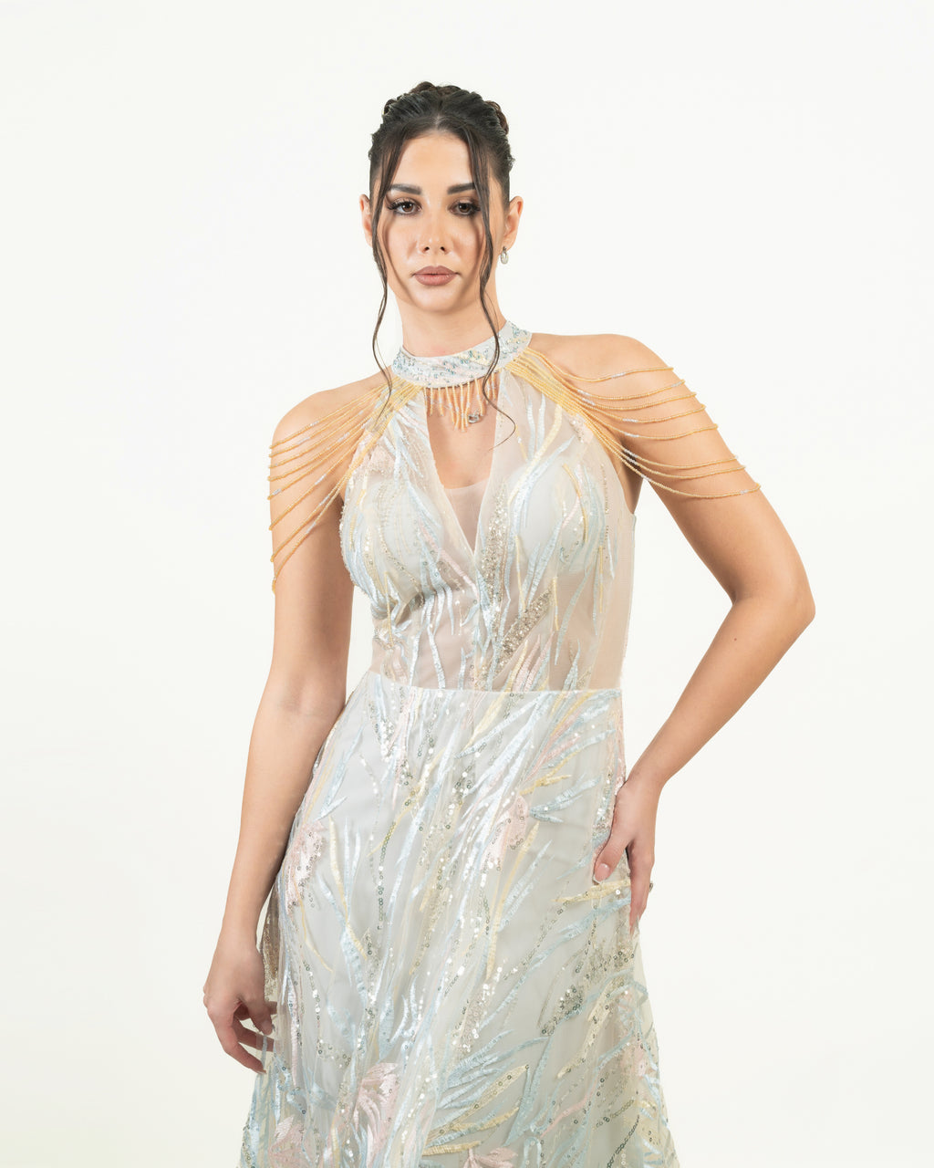 The Starlight Glitter Net Evening Dress