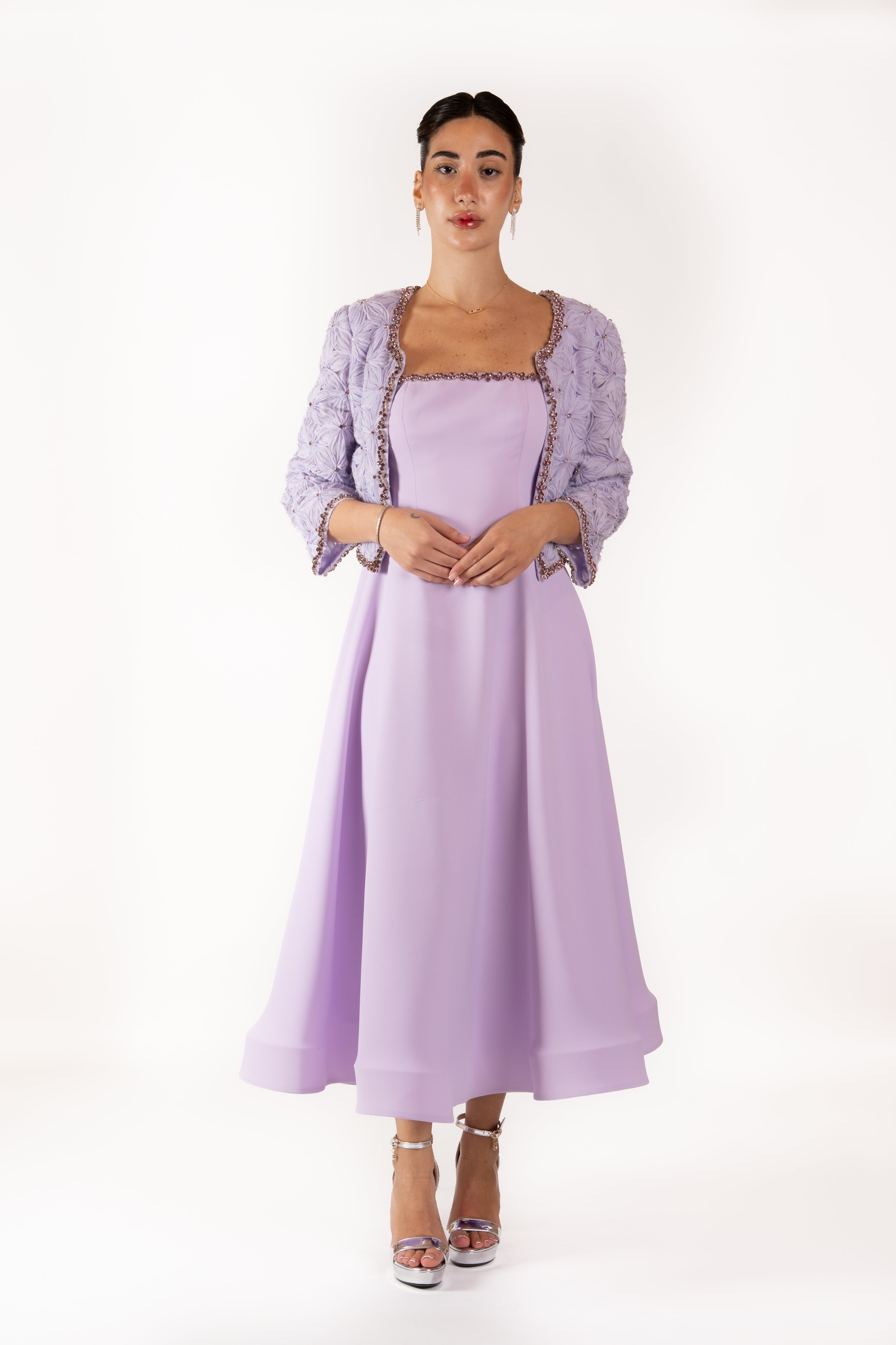 A-Line Dress with Matching Textured Jacket