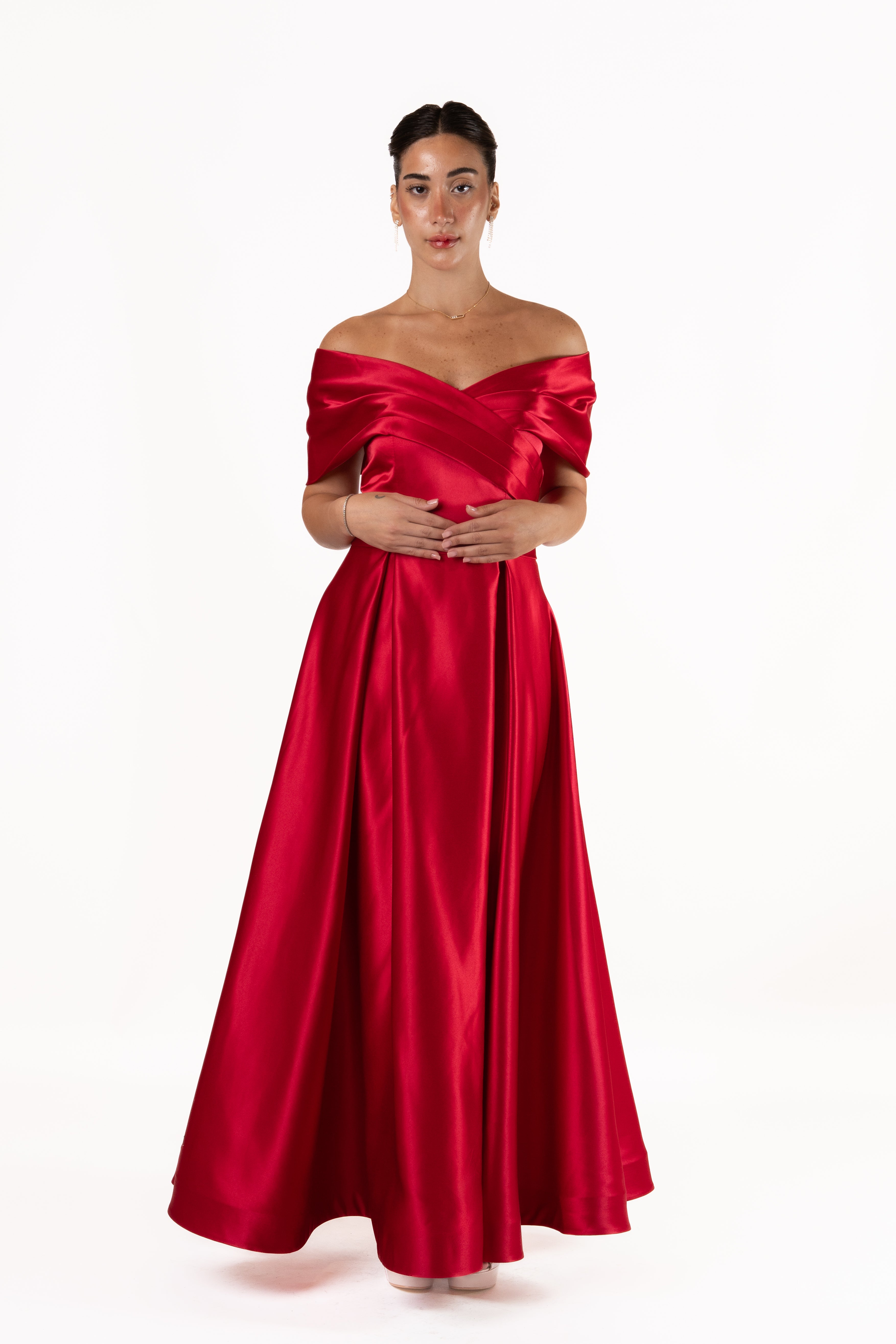 off- shoulder evening gown