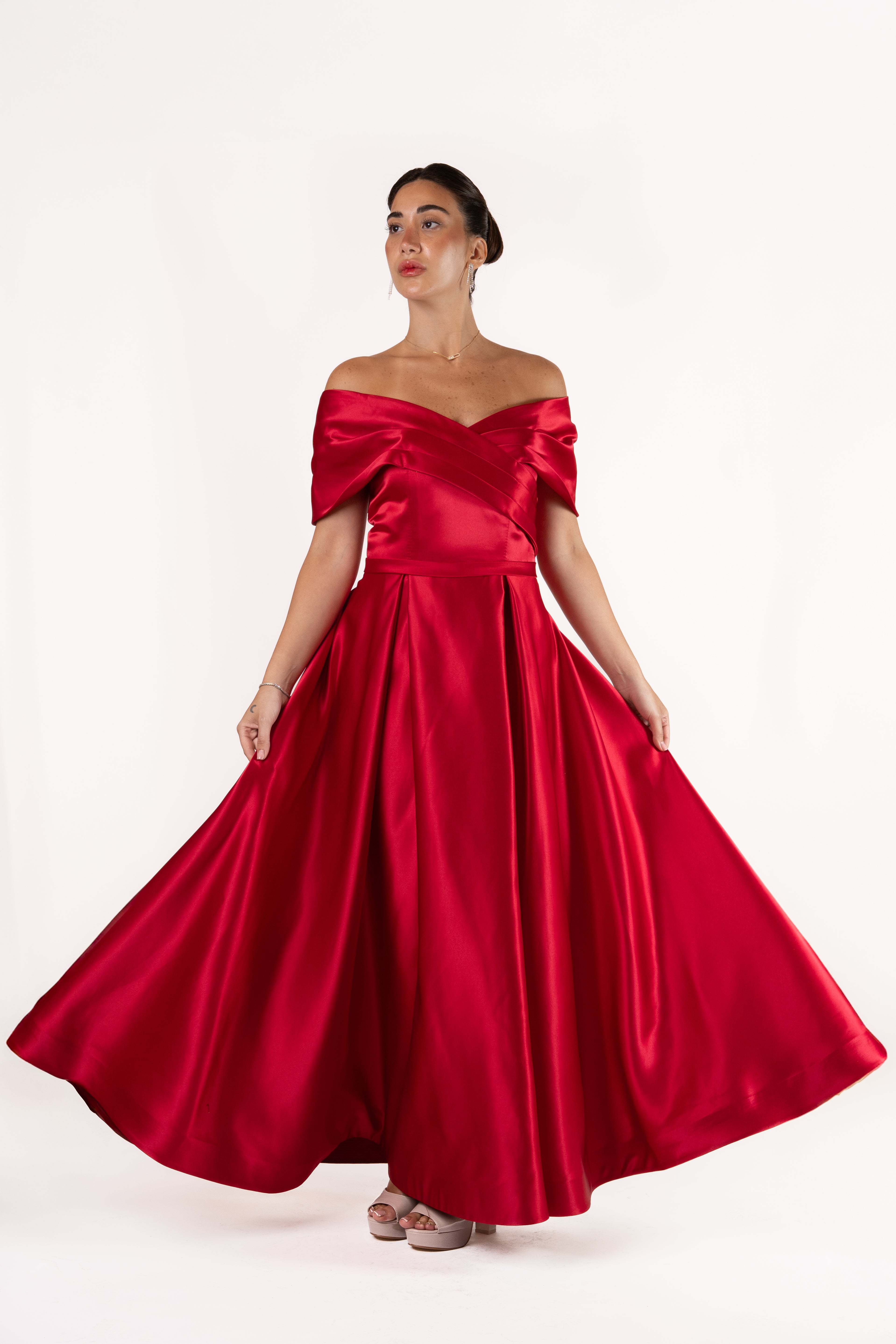 Off- shoulder evening gown