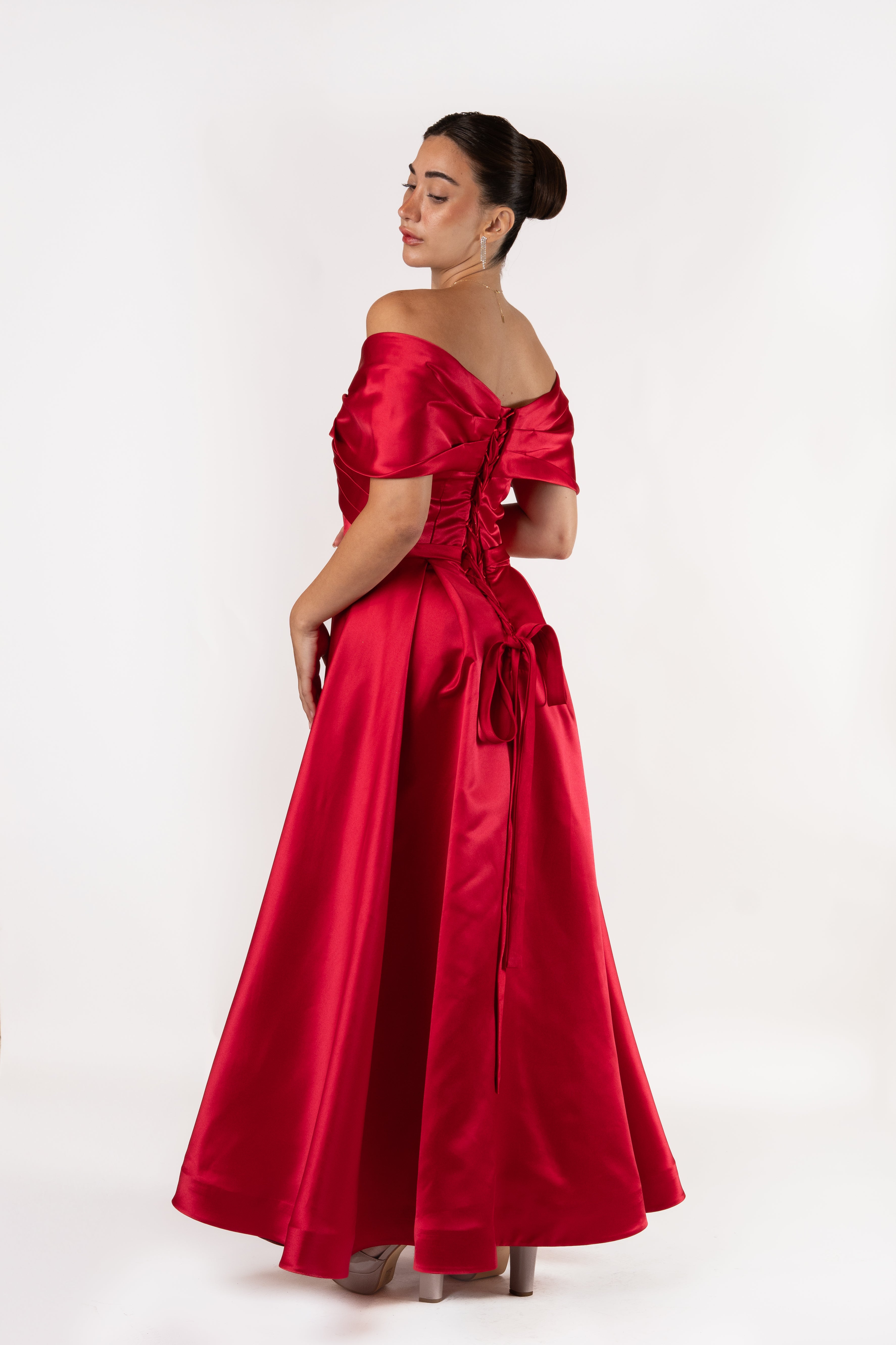 Off- shoulder evening gown