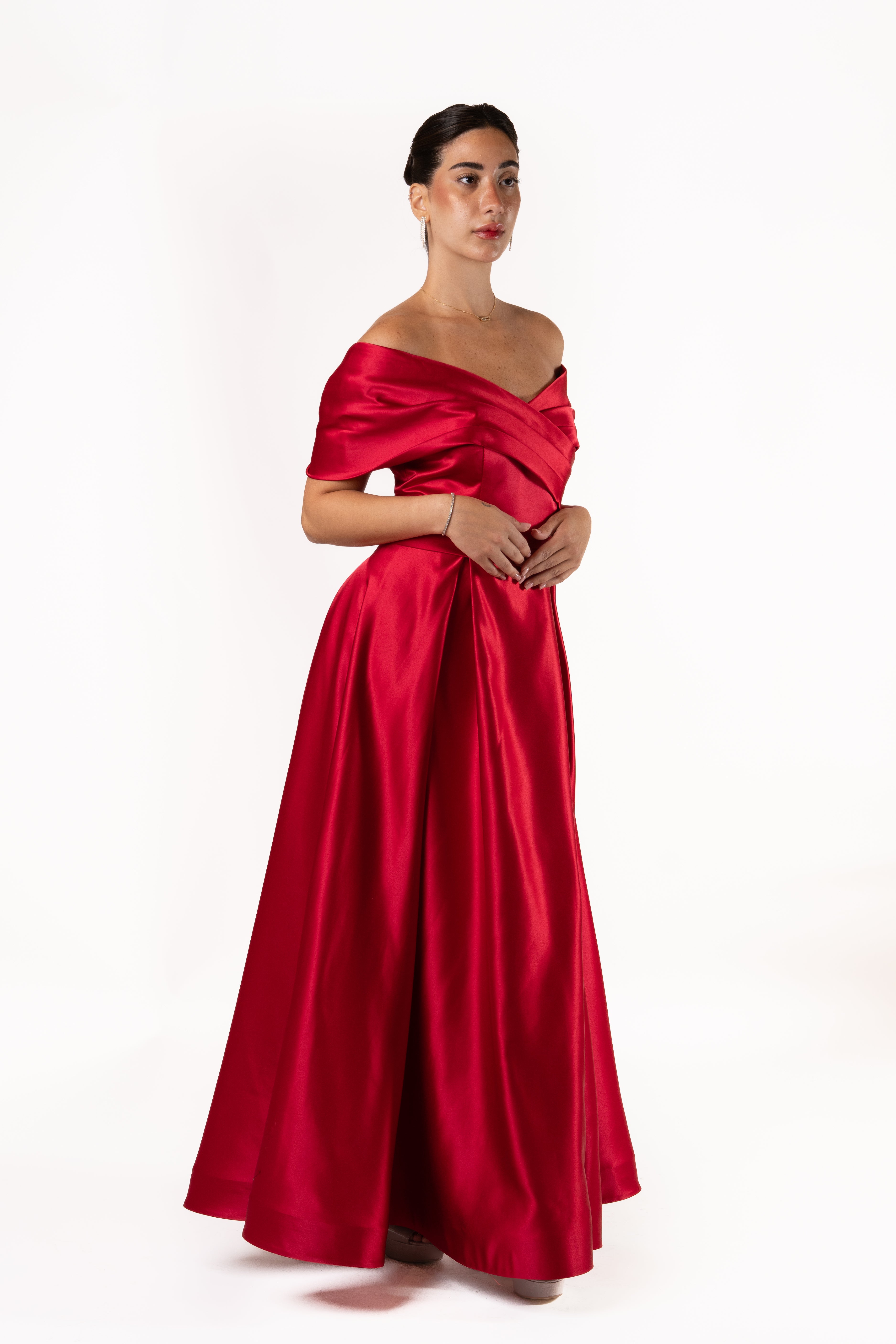 Off- shoulder evening gown