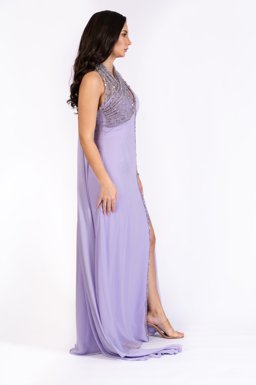 The Celeste One-Shoulder Crepe Georgette Evening Dress