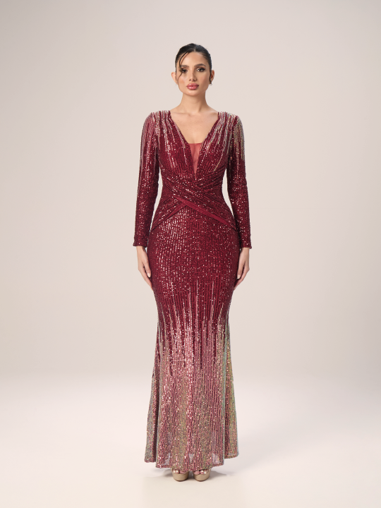 Sequin long sleeve Evening gown