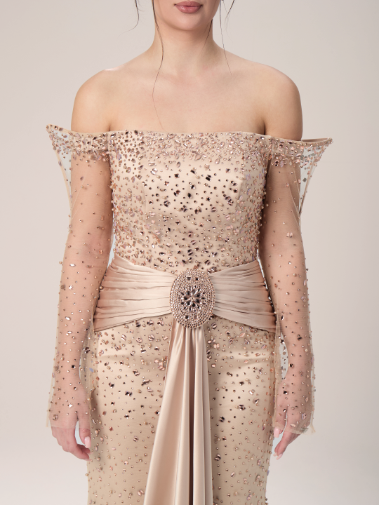 The Pearl Crystal and Pearl Net Evening Dress