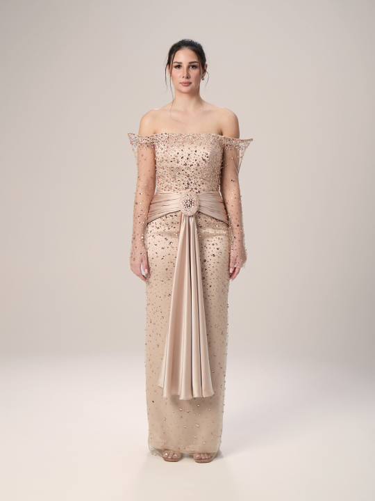 The Pearl Crystal and Pearl Net Evening Dress