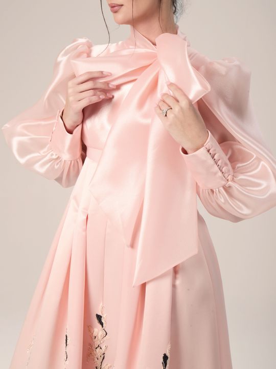 The Floral Grace Satin Evening Dress