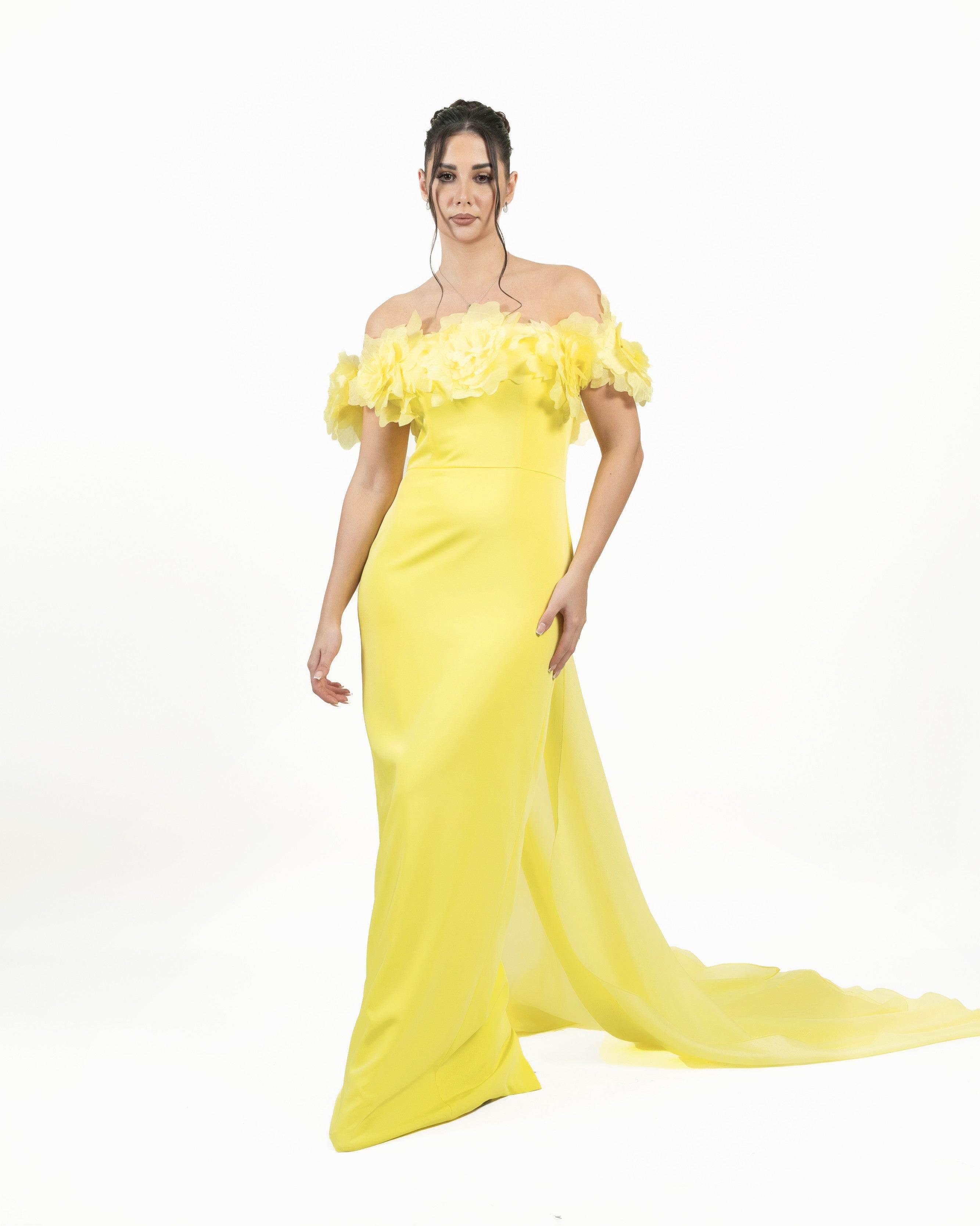 Floral Off-Shoulder Evening Gown