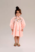 The Blossom Satin Girls Coat Dress with 3D Floral Appliqué