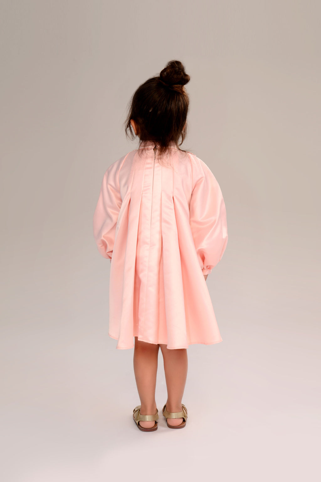 The Blossom Satin Girls Coat Dress with 3D Floral Appliqué