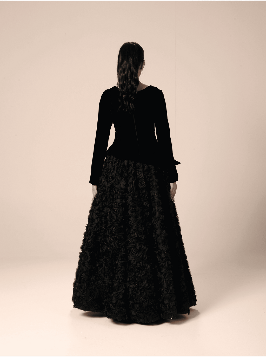 The Garden Satin and 3D Floral Evening Dress