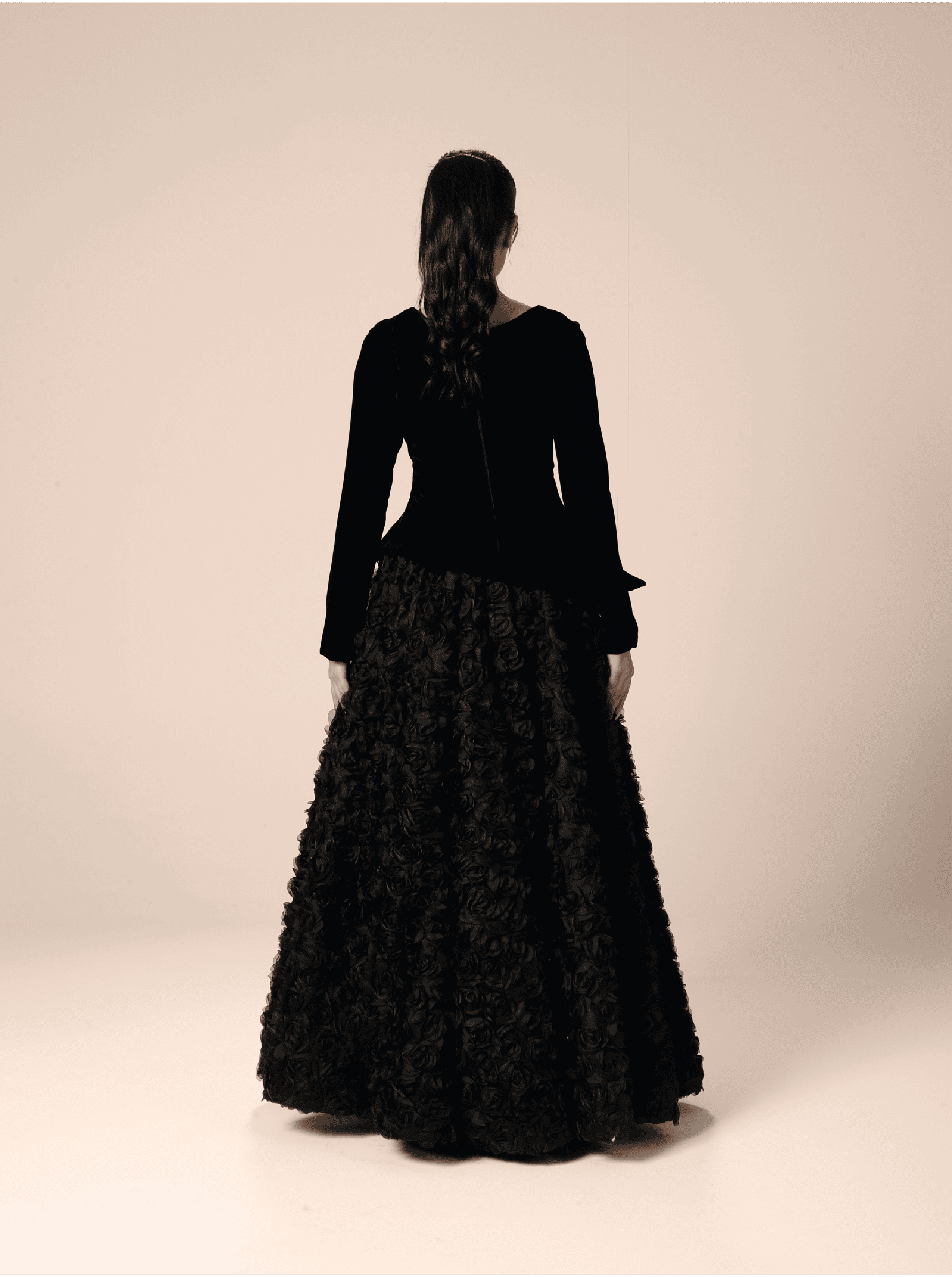 The Garden Satin and 3D Floral Evening Dress