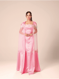 The Blush Veil Silk and Net Evening Dress