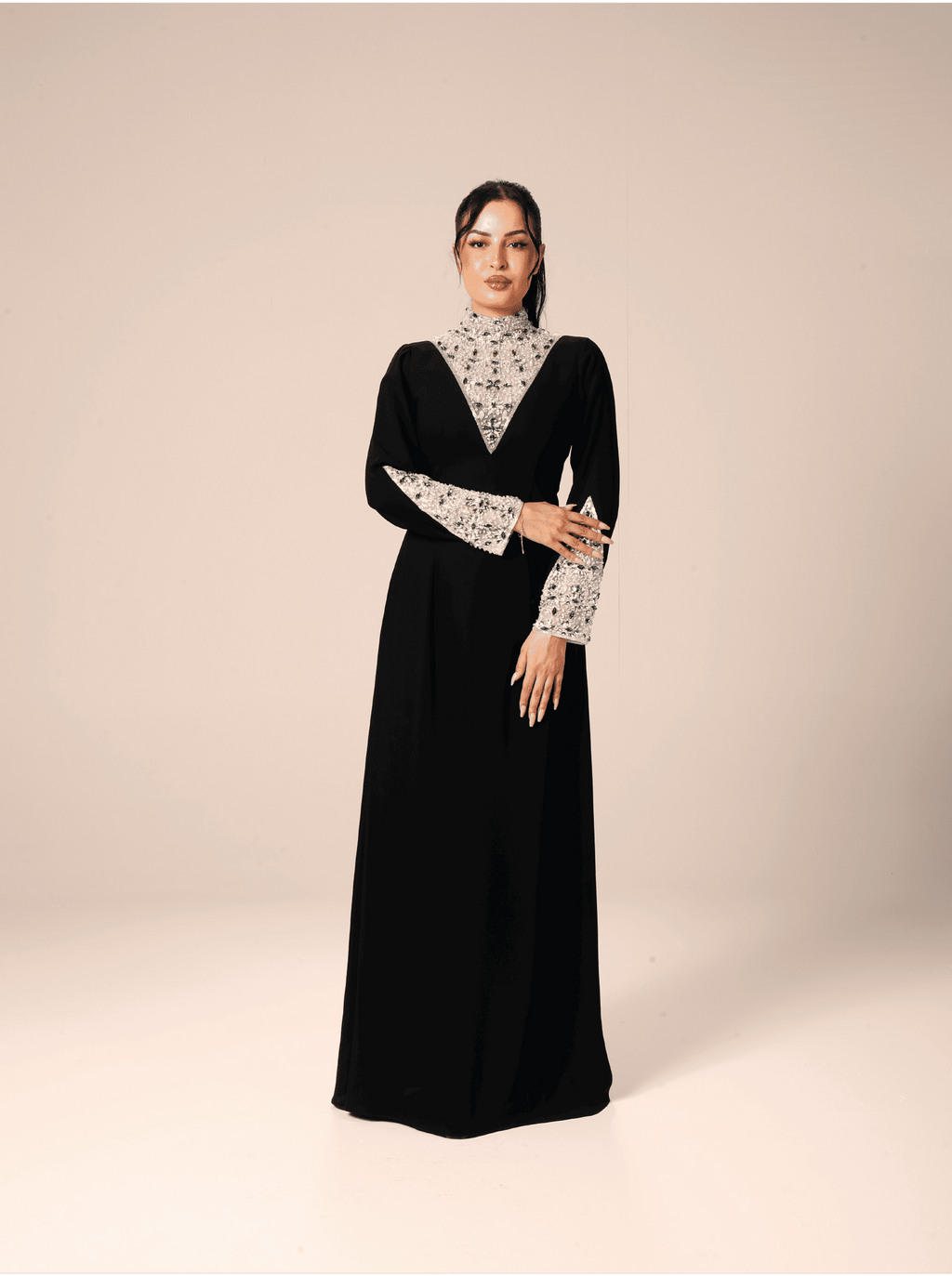 The Virelle Morocco Crepe Maxi Evening Dress